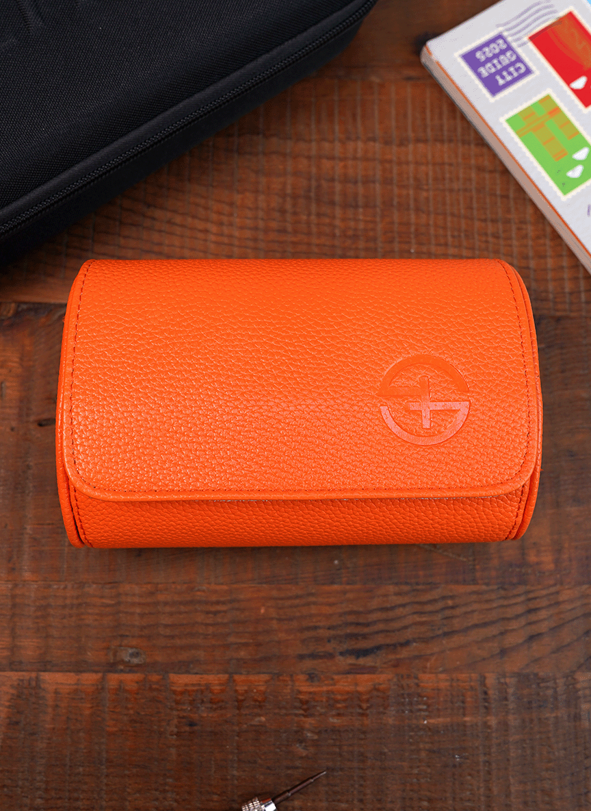 Orange Watch Roll - Two Watches