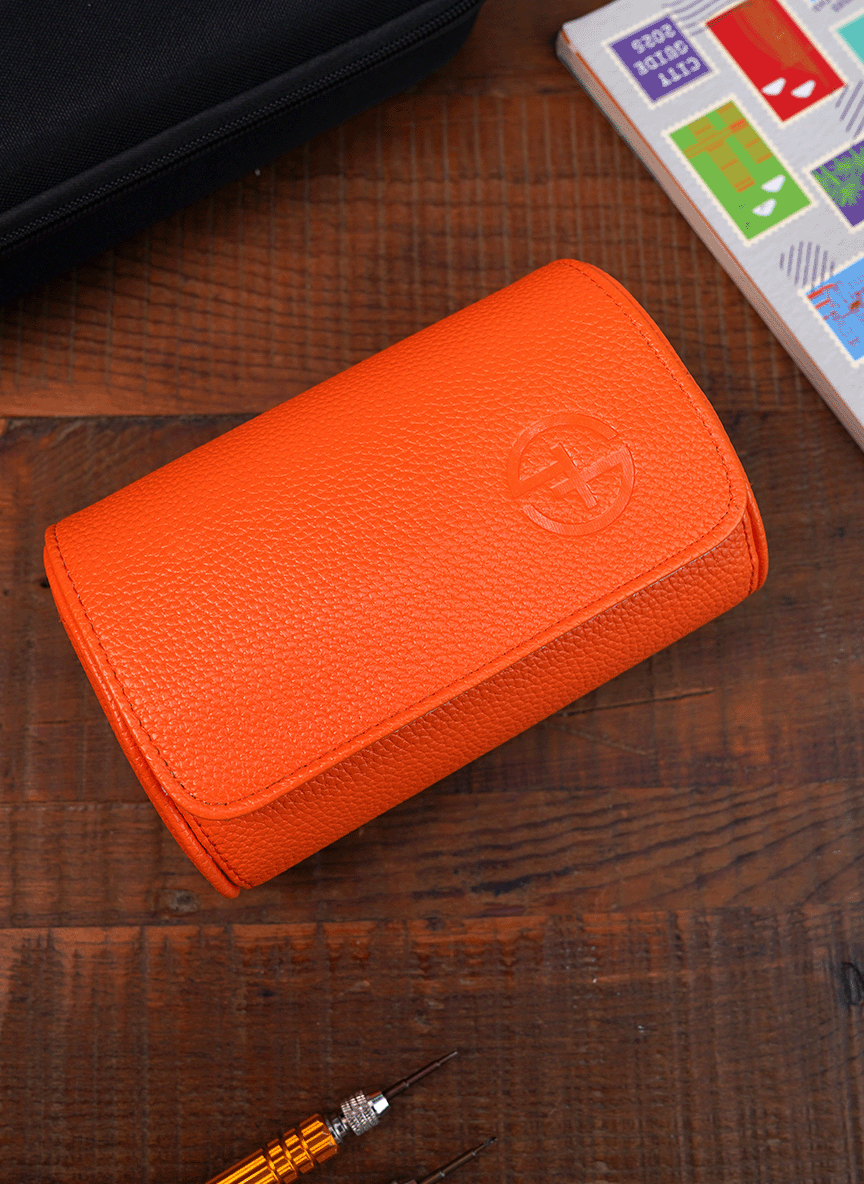 Orange Watch Roll - Two Watches