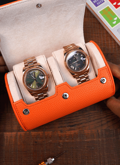 Orange Watch Roll - Two Watches
