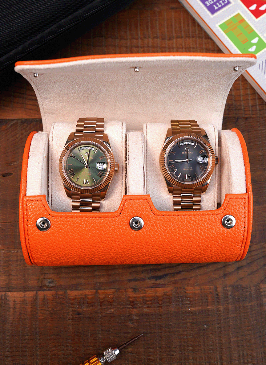 Orange Watch Roll - Two Watches