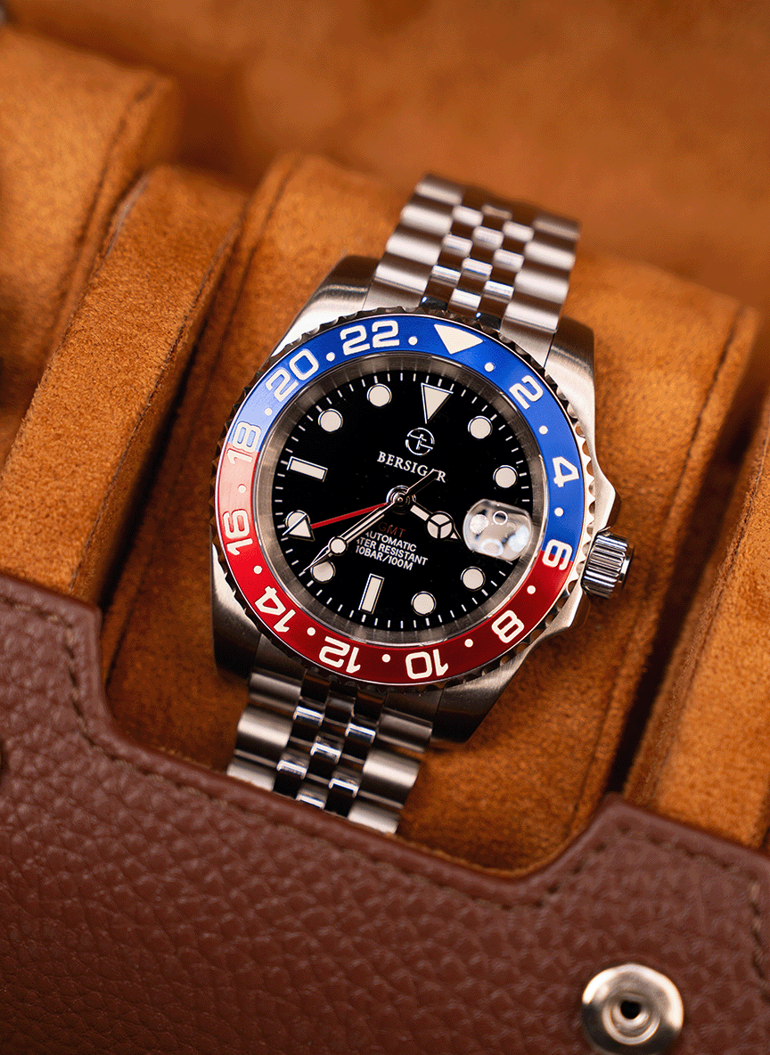 Brown Watch Roll – Three Watches